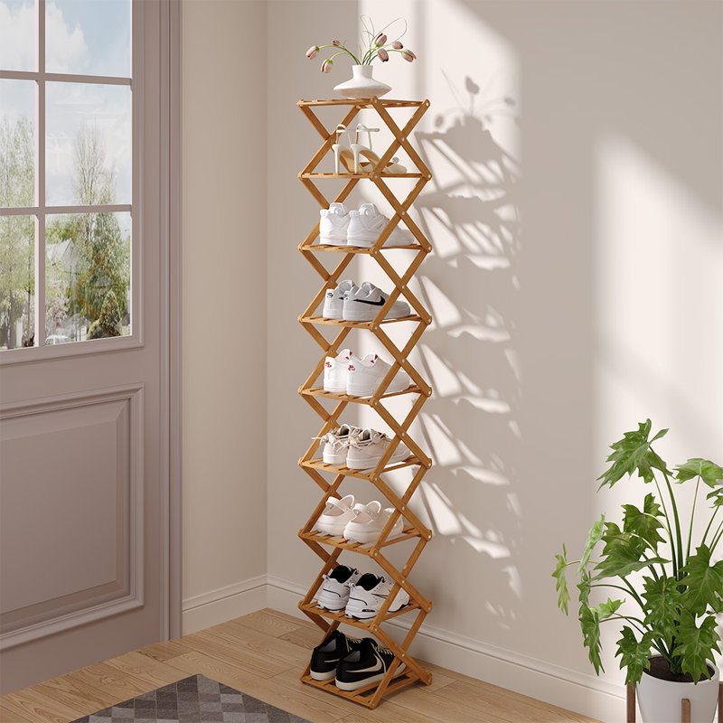 Stackable Shoe Rack, 139cm H x 26cm W x 26cm D, Light Brown