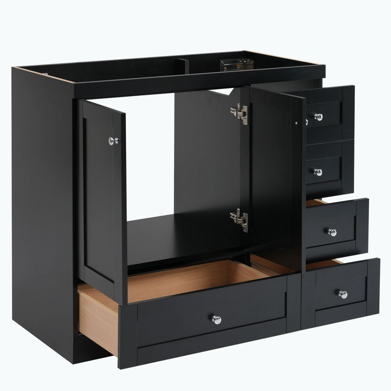 Meuble-lavabo de salle de bain sans lavabo, Noir