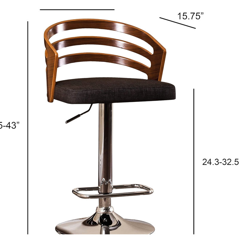 Adjustable Height 360 - Degree Swivel Bar Stool With Black Padded Seat And , Metal Base, Streamlined Design, American Design For Contemporary Spaces Swivel, Seat, Pedestal, Style Versatile Rooms