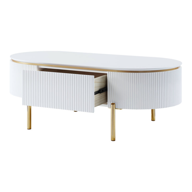 Rudys 1 - Drawer Coffee Table in White and Gold