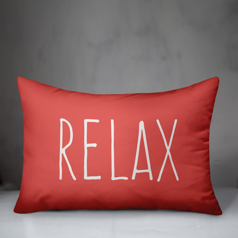 Textual Outdoor Throw Pillow, Coral