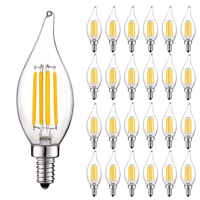 5 Watt (60 Watt Equivalent), CA11 LED, Dimmable, Natural White (3500K), E12/Candelabra Base -  Luxrite, LR21646-24PK