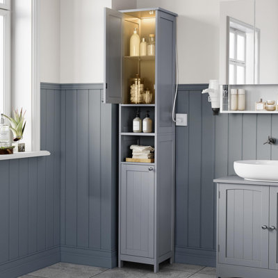 Tall Bathroom Cabinet with Lights