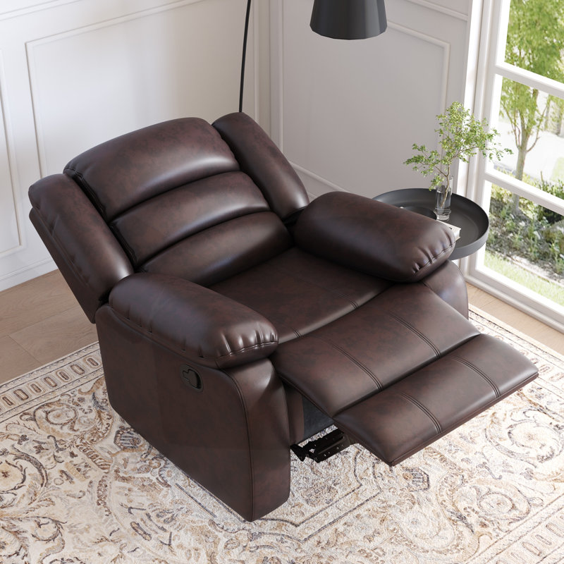 Fauteuil inclinable en similicuir de 38 po Emryn, Chocolat