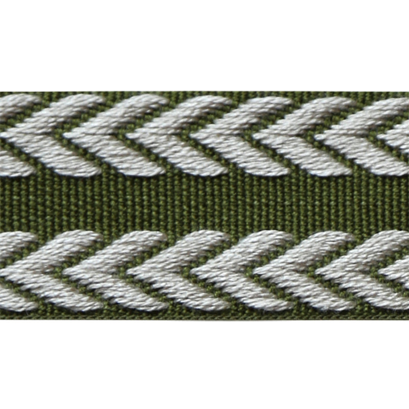 Passamenterie Chevron Braid Fabric, Olive Green/Flax