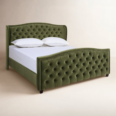 Coleman Velvet Upholstered Wingback Bed