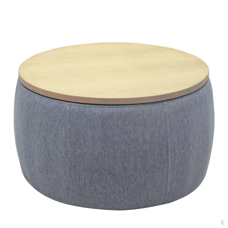 Round Storage Ottoman, 2 In 1 Function, Work As End Table And Ottoman (25.5"X25.5"X14.5"), Dark Grey