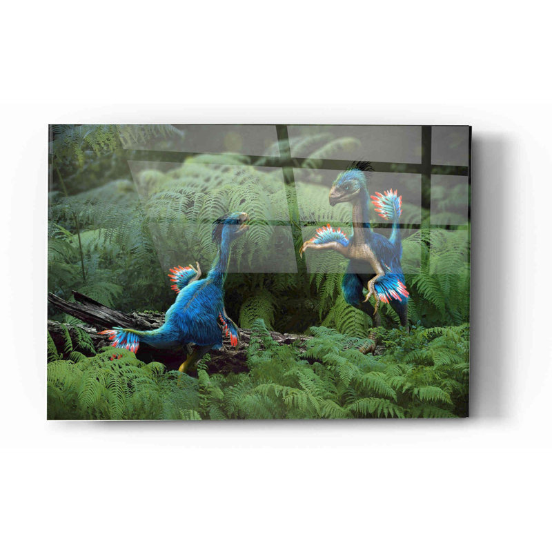 Art mural en verre acrylique «Caudipteryx», H 12 po x l 16 po x P 0,12 po