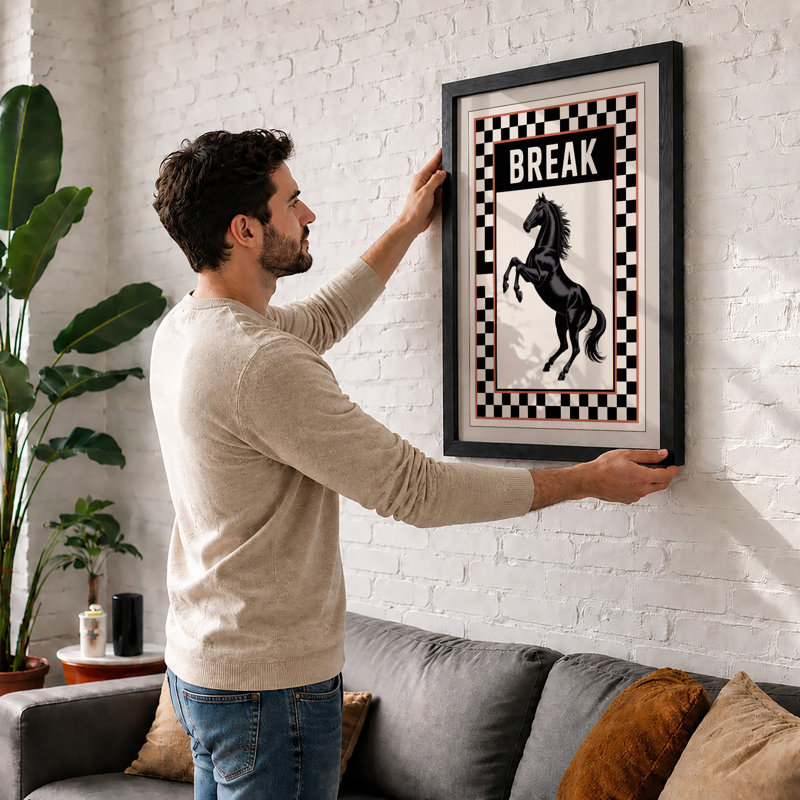 Break Horse Graphic - Framed Print, Oak, A4 - 29.7 x 21.0 cm