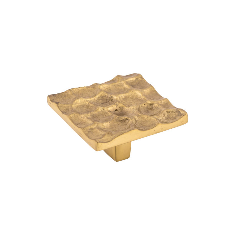 Cobblestone Square Knob, Polished Brass, 1 15/16" Length