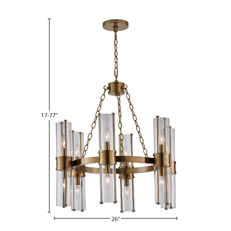 Lustre Duo en laiton rétro Kalco, 12 lumières, H 77 po x l 26 po x P 26 po