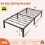 Structure de lit simple en métal noir, plateforme de 16 po de hauteur, aucun sommier requis, fabrication robuste robuste avec espace de rangement sous le lit, facile à assembler, support robuste-490344551