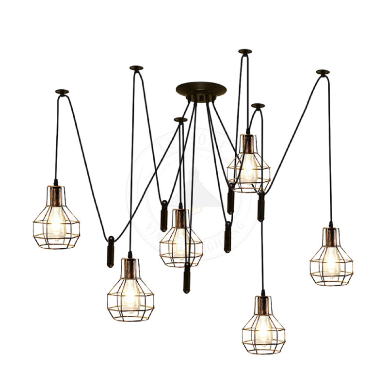 Dahill 6 - Light Cluster Pendant, Yes, Bushed Copper