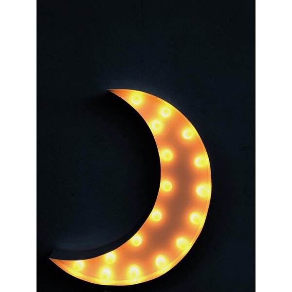 LED Moon Shaped MARQUEE Signs Light Up Moon Night Lights Battery Operated Crescent Moon Lamp for Bedroom Christmas Birthday Party Decor-Moon(White)