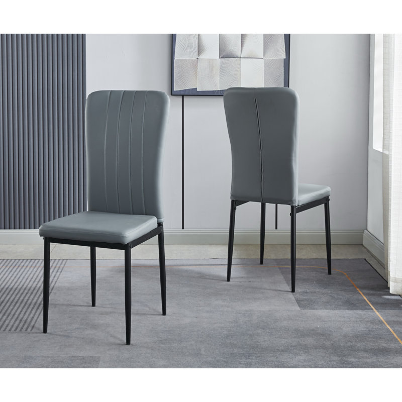 Mose 46cm H Upholstered Metal Upholstered Back Parsons Chair in Grey