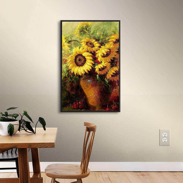 « tournesols », reproduction d’art sur toile, H 18 po x l 14 po x P 2 po