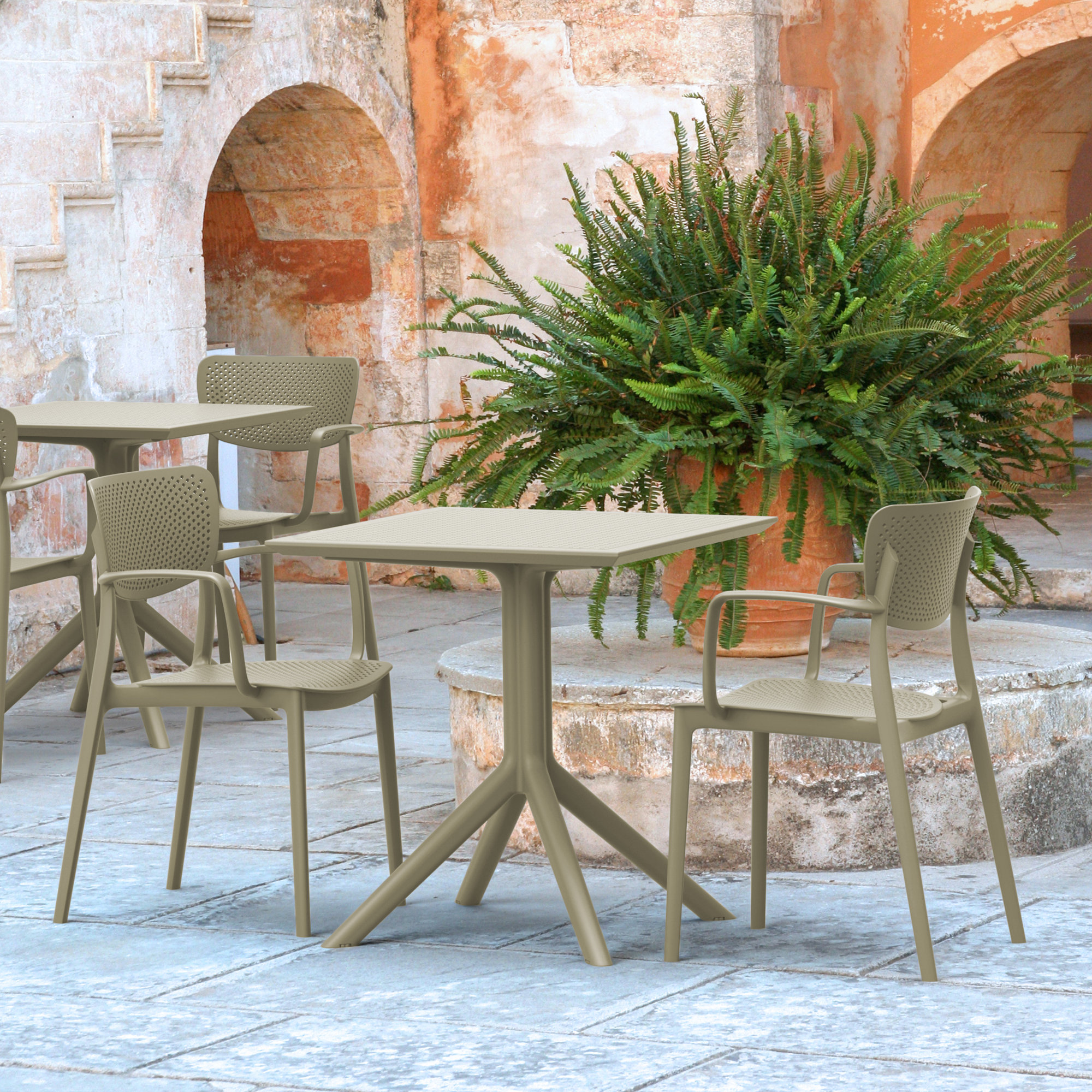 Farrah Square 2 - Person Bistro Set, Taupe