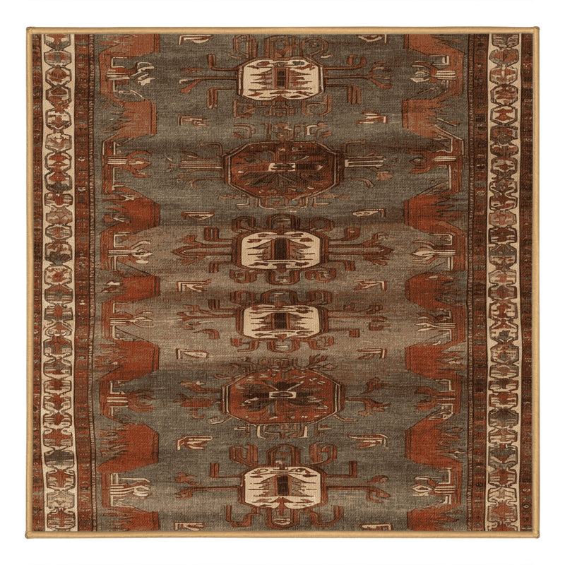 Tapis brun turc lavable à la machine, Carré 7 pi