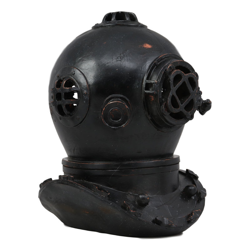 Figurine de casque de plongée avec sculpture à del steampunk nautique Tricia