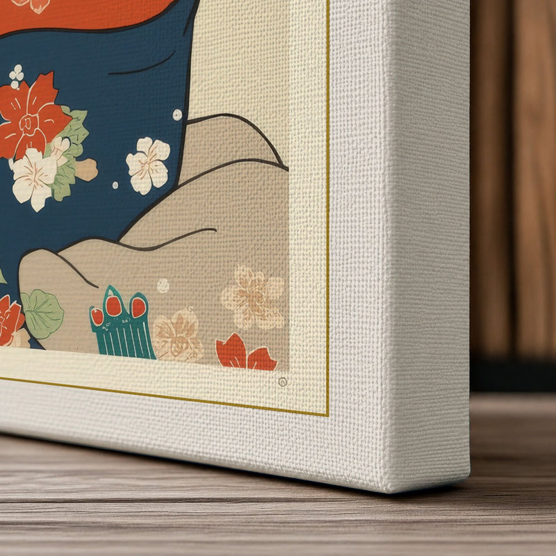 Woman in Profile Japandi - Wrapped Canvas, 24x16 - 61.0 x 40.6 cm, Cream Border