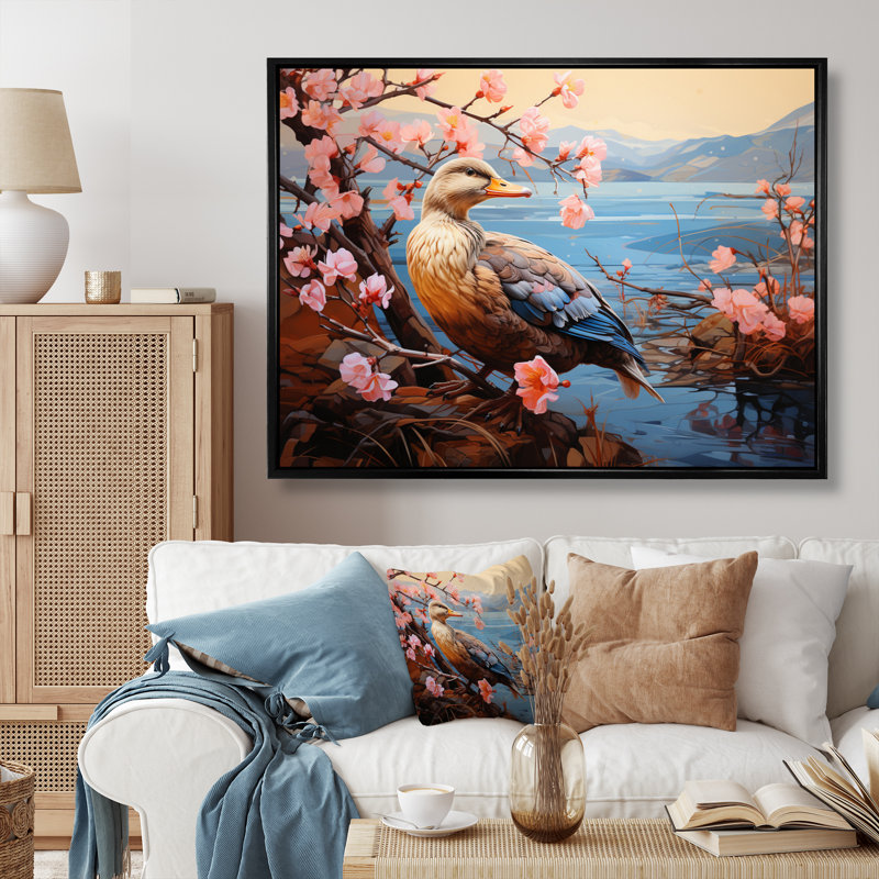 Duck Journey Pastoral - Animals Canvas Art Print, H 30 po x l 40 po x P 1,5 po, Cadre flottant noir