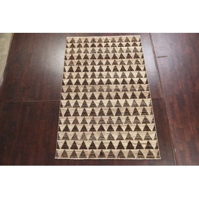 Tapis oriental en laine noué à la main à motif géométrique Gabbeh Kashkoli Heisey