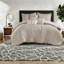 Ensemble de literie pour grand lit luxueux 7 pièces en polyester beige avec motif jacquard moderne