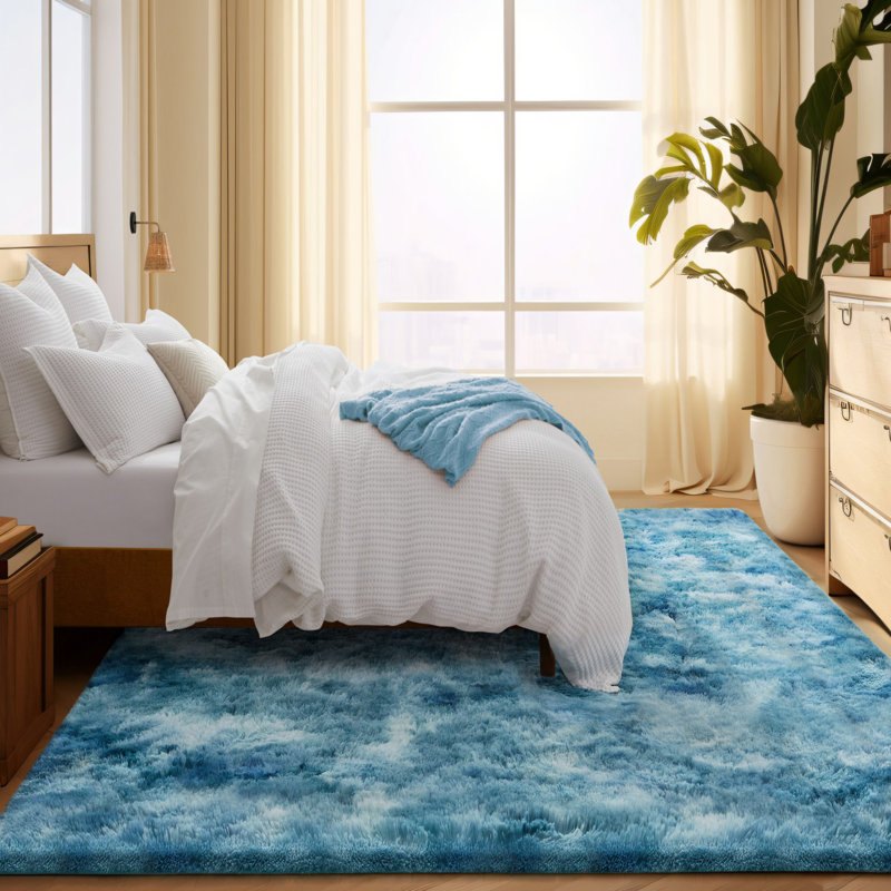 Abidan Solid Colour Shag Area Rug, Rectangle 120 x 170cm