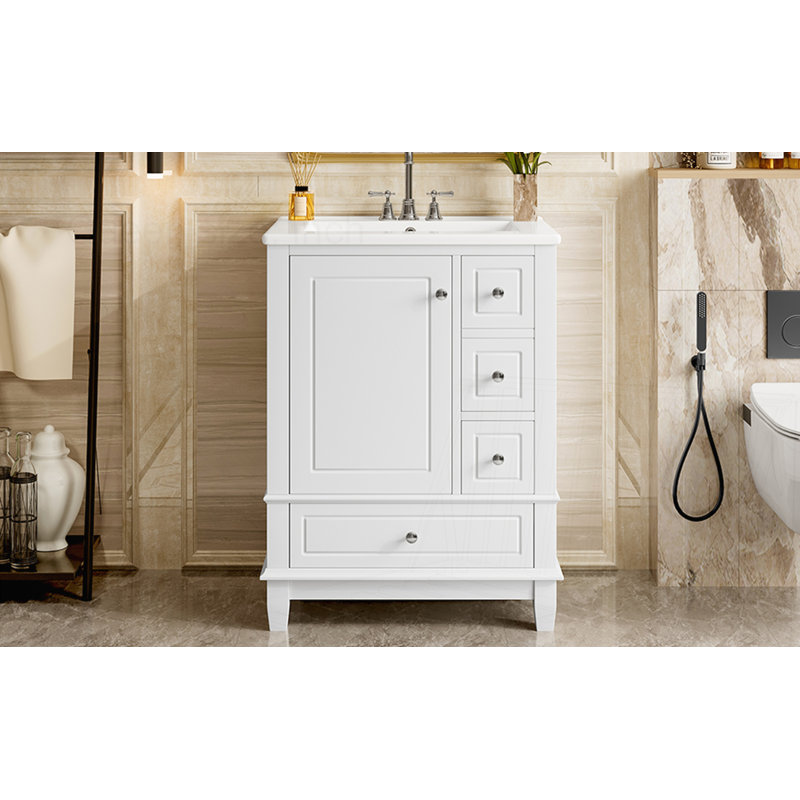 Meuble-lavabo 24 po avec lavabo et tiroirs 24 po, Blanc