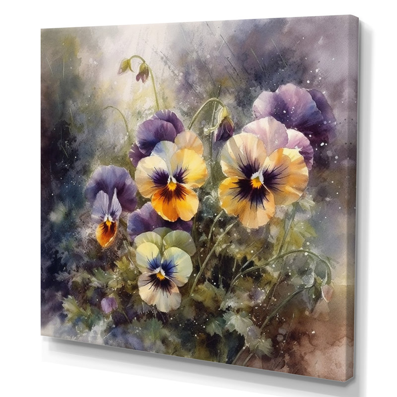 Pétunias en fleurs jaunes - impression, H 24 po x l 24 po x P 1 po, Toile tendue