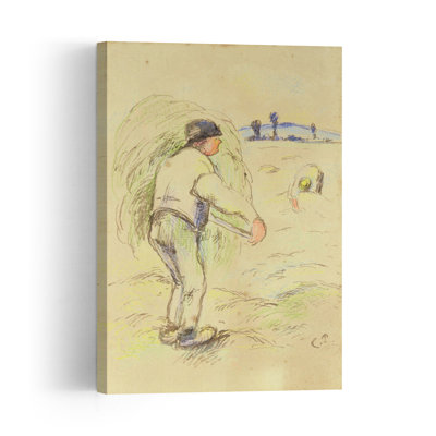 Peasants Haymaking, C.1884 Abstract Contemporary Landscape Wall Art Print by Camille Pissarro - 1 Piece Wrapped Canvas Wall Art