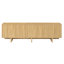 Meuble télé à grain rétro en bois avec porte ondulée pour téléviseur de 75 po ou moins, console média rustique avec amplement d'espace de rangement, meuble télé à base robuste avec gestion des câbles pour le salon