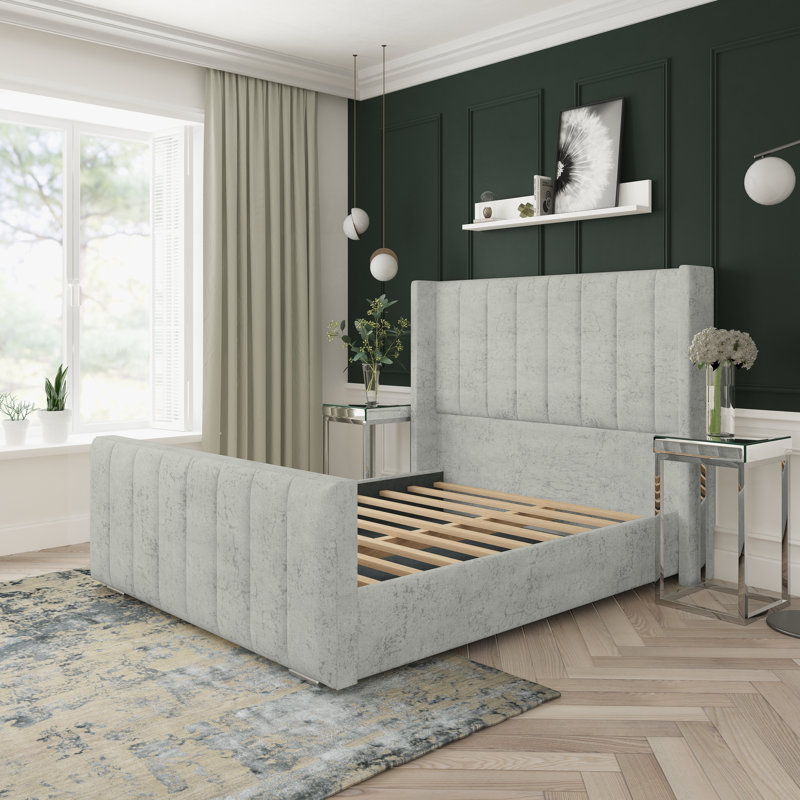 Aspen Marble Upholstered Bed Frame, Silver, Small Single (2'6)