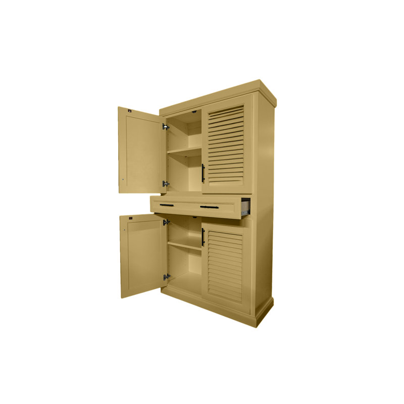 Armoire de cuisine en bois massif avec tiroir, Jaune coupole