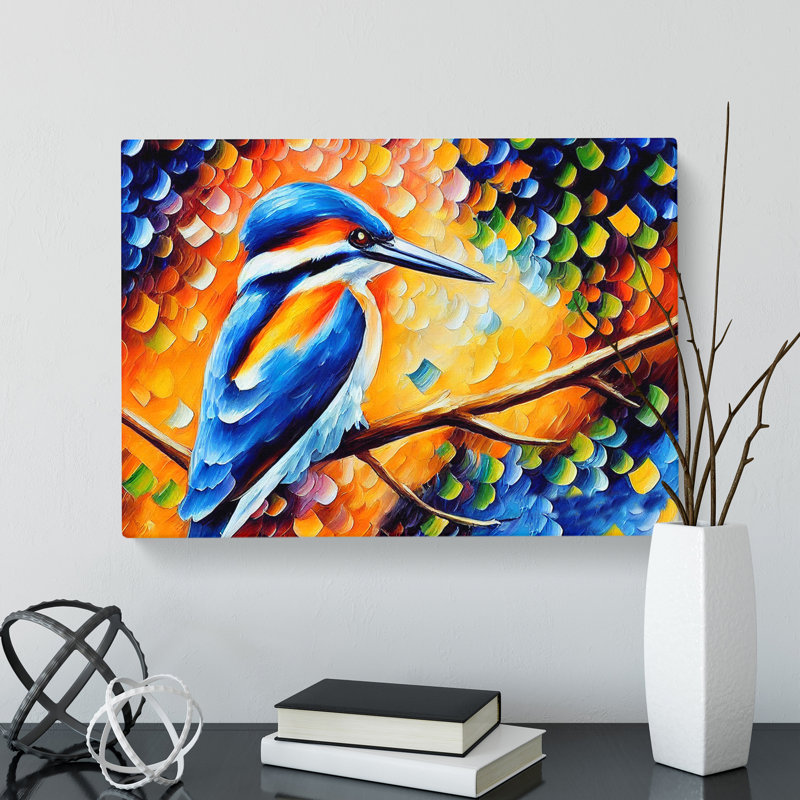 Kingfisher Bird Vol.4 Abstract - Wrapped Canvas, 40cm H x 60cm W x 3cm D