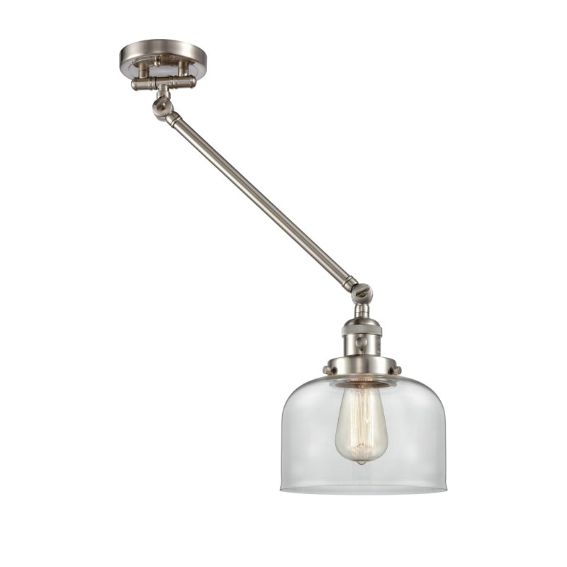Kiger Swing Arm Sconce, Brushed Satin Nickel, Clear