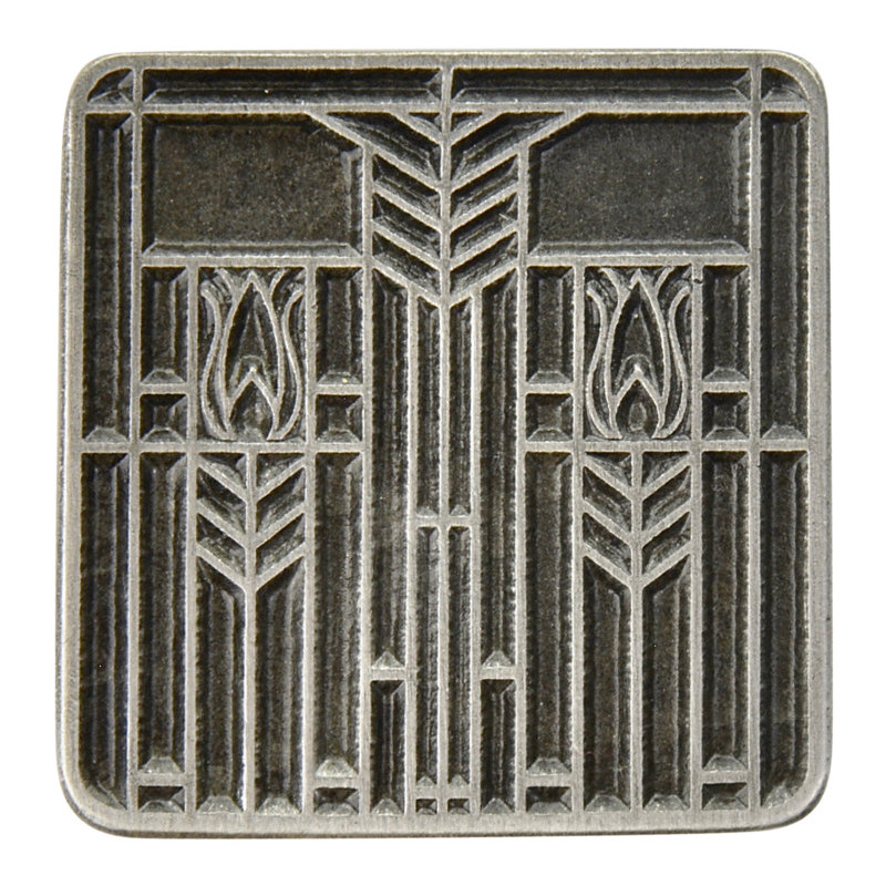Arts And Crafts Square Knob, Antique Pewter