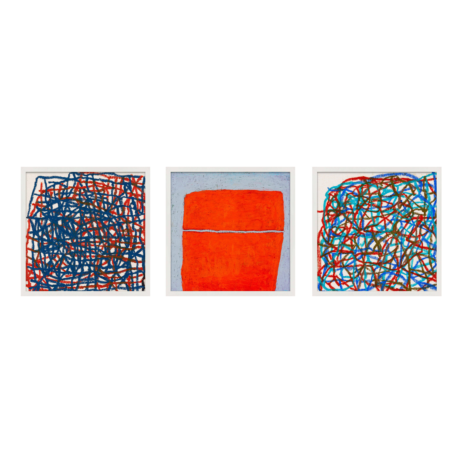Tangerine. Set Of 3 by Stephanie Dennis, White, 24" H x 72" W  x 1.25" D