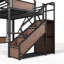 Lit mezzanine en métal pleine grandeur avec glissière et escalier de rangement pour enfants Titan-133276934