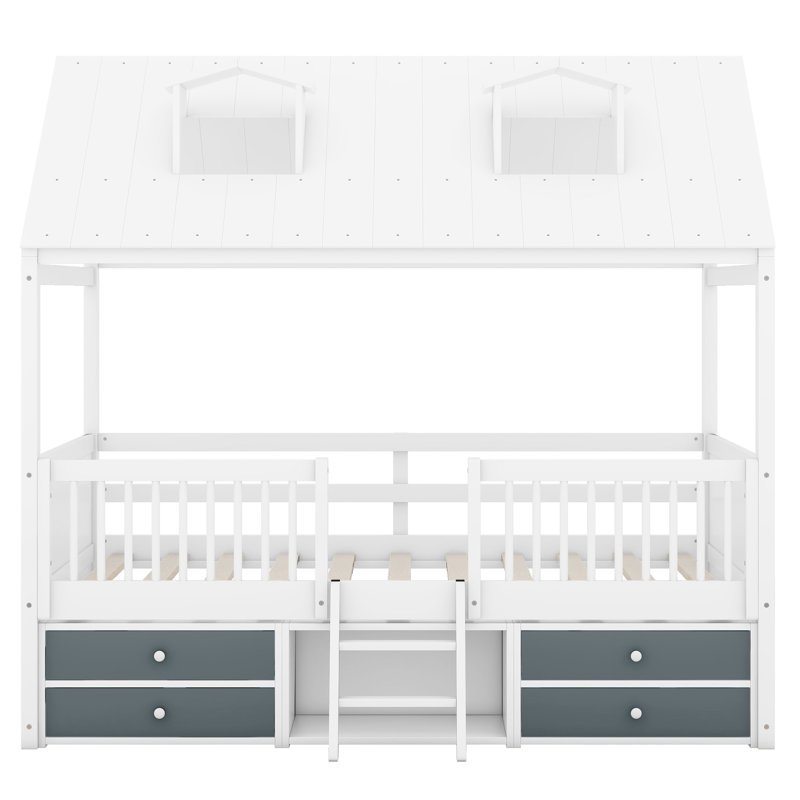 Lit de jour WO-LPxxx4-bar-65aak, Double, Blanc / gris