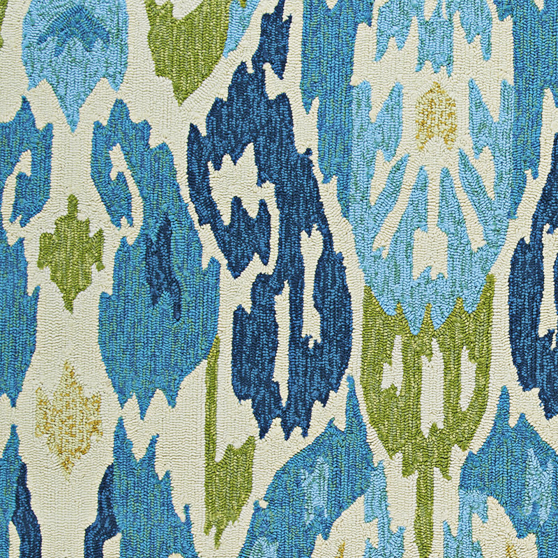 Tapis bleu azure fait à la main Jacelynn, Rond 7 pi 10 po