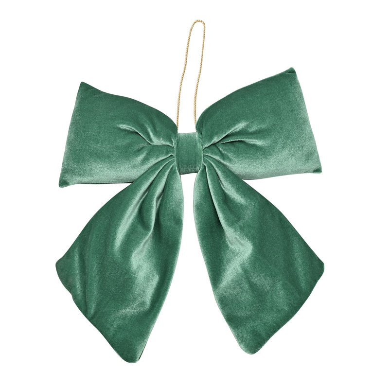 Teal Velvet Hanging Bow Medium
