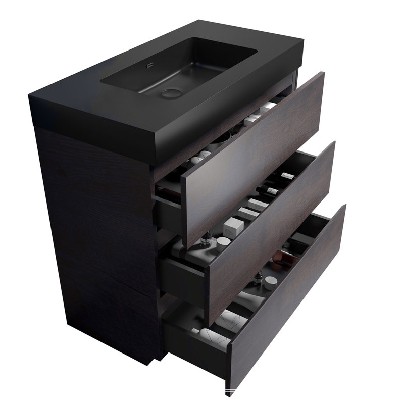 Meuble-lavabo autoportant avec grand lavabo et rangement