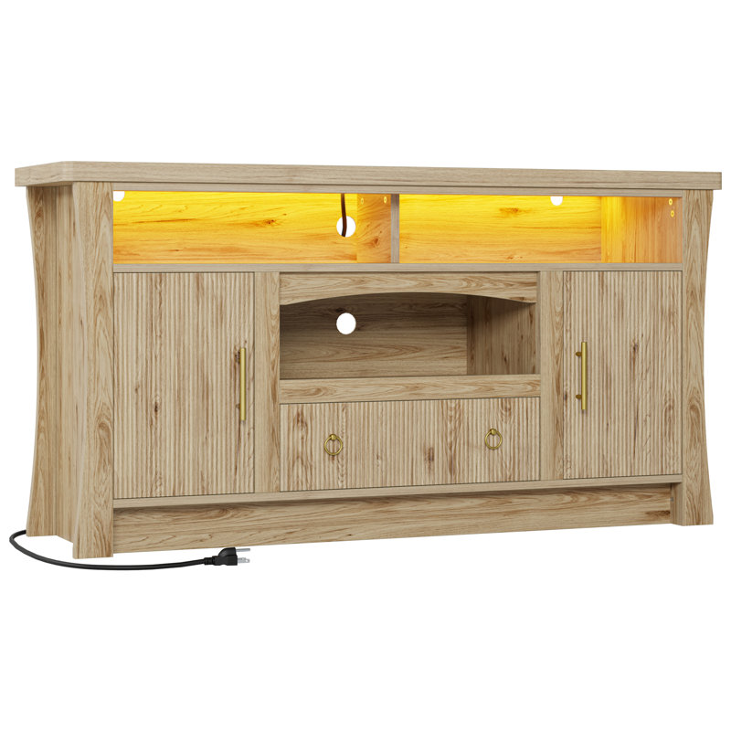 Homestead Tv Stand With Power Outlet And Led Lights For Tvs Up To 65"