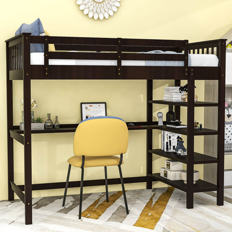 Ellie-Mae Kids Twin Loft Bed, Espresso