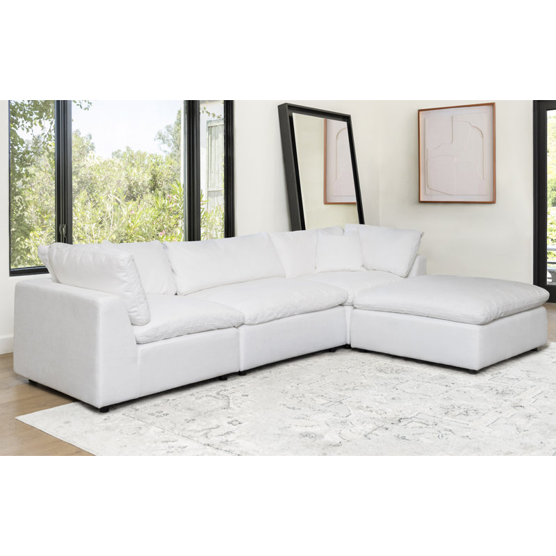 Canapé modulaire en tissu 4 pièces Luxe, Blanc