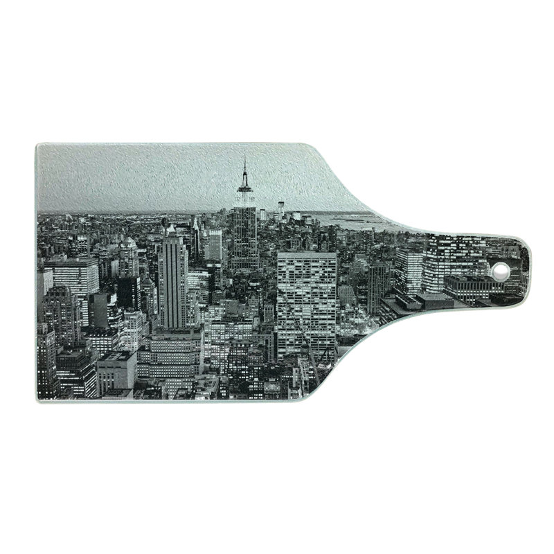 Planche à découper Ambesonne paysage en verre trempé gris New York Manhattan