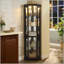 Vitrine de coin lumineuse avec portes en verre et tablettes réglables - noir-131096756