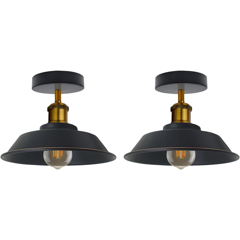 Semi Flush Mount, Black/Gold