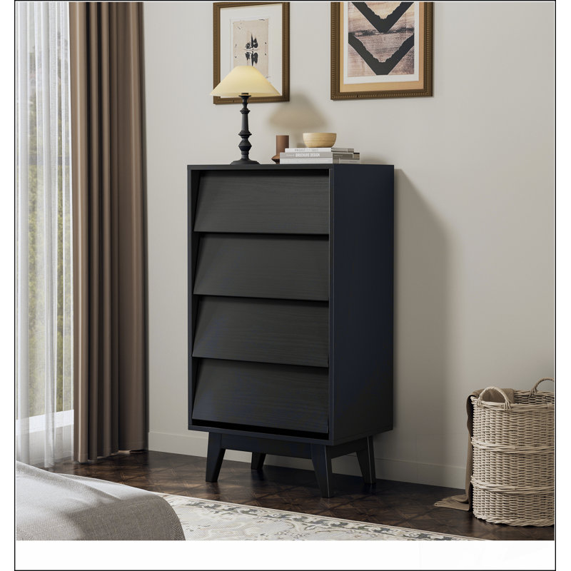 Commode double à 4 tiroirs de style rétro avec design biseauté pour un rangement spacieux et une esthétique élégante dans les chambres et les salles de jeux